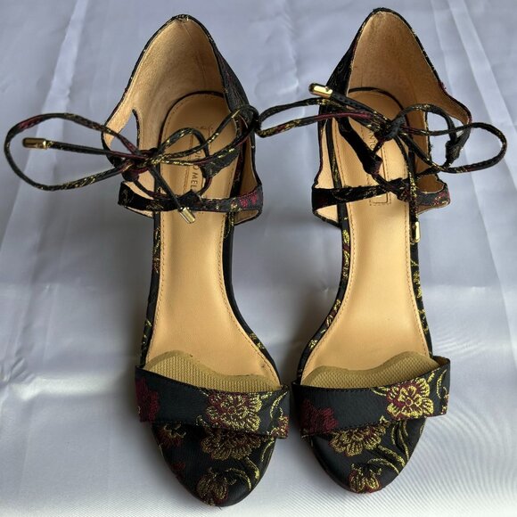 Antonio Melani Navy Blue Satin Floral/Multicolor Heels - Picture 2 of 9